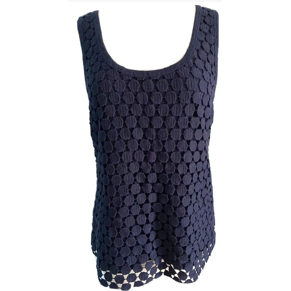 J. Crew Navy Knit‎ Shell With Crochet Medallions- M